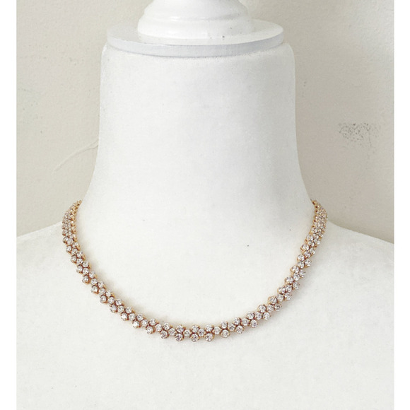 17" Gold Cubic Zirconia Braid Necklace - Picture 1 of 3